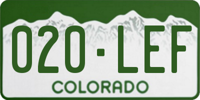 CO license plate 020LEF