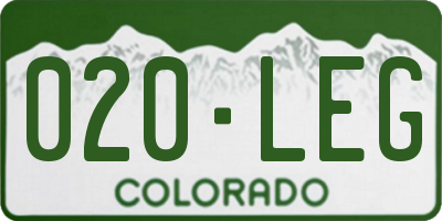 CO license plate 020LEG