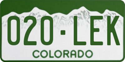 CO license plate 020LEK