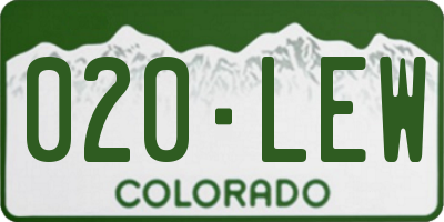 CO license plate 020LEW