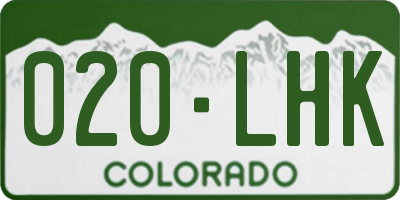 CO license plate 020LHK