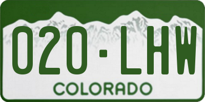 CO license plate 020LHW