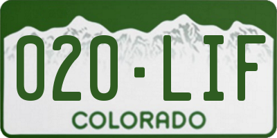 CO license plate 020LIF