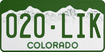 CO license plate 020LIK