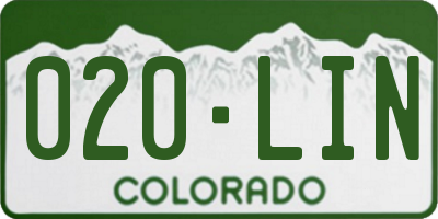 CO license plate 020LIN