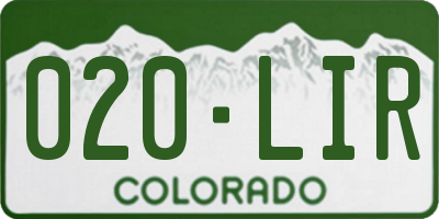 CO license plate 020LIR