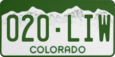 CO license plate 020LIW