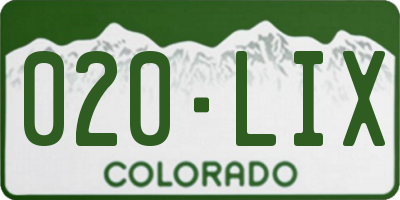 CO license plate 020LIX
