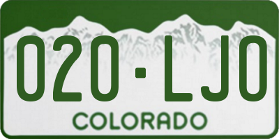 CO license plate 020LJO