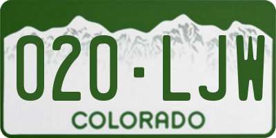 CO license plate 020LJW
