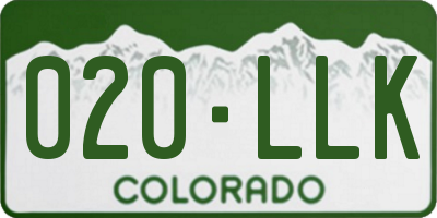 CO license plate 020LLK