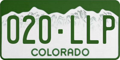 CO license plate 020LLP