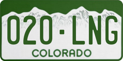 CO license plate 020LNG