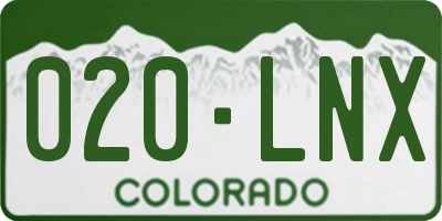 CO license plate 020LNX