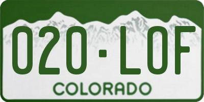 CO license plate 020LOF