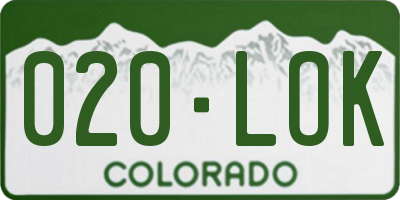 CO license plate 020LOK