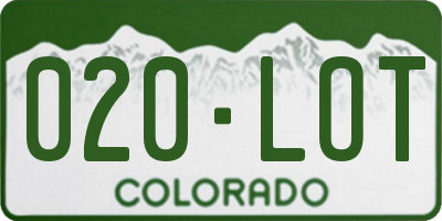 CO license plate 020LOT