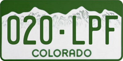 CO license plate 020LPF