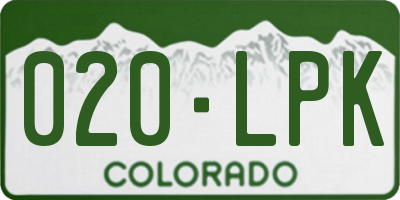 CO license plate 020LPK