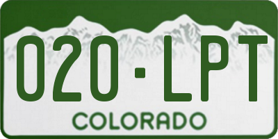 CO license plate 020LPT