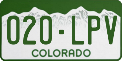 CO license plate 020LPV
