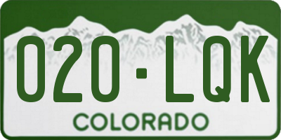 CO license plate 020LQK