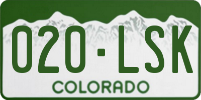 CO license plate 020LSK