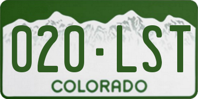 CO license plate 020LST