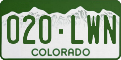 CO license plate 020LWN