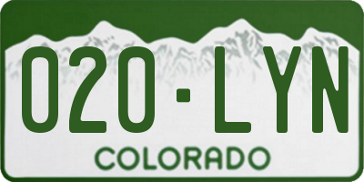 CO license plate 020LYN
