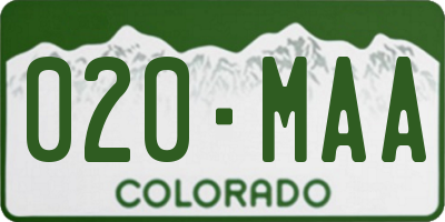 CO license plate 020MAA