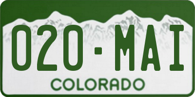 CO license plate 020MAI