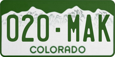 CO license plate 020MAK