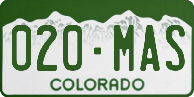 CO license plate 020MAS