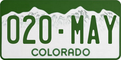 CO license plate 020MAY