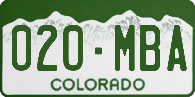 CO license plate 020MBA