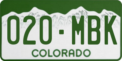 CO license plate 020MBK