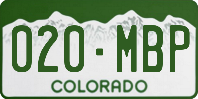 CO license plate 020MBP
