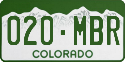 CO license plate 020MBR