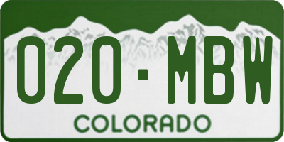 CO license plate 020MBW