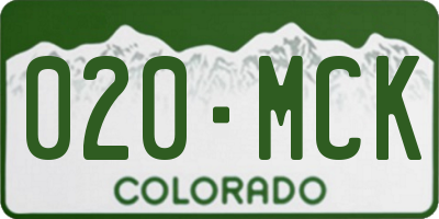 CO license plate 020MCK