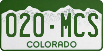 CO license plate 020MCS