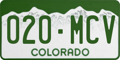 CO license plate 020MCV