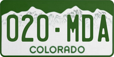 CO license plate 020MDA