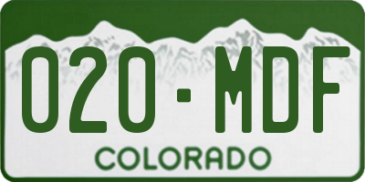 CO license plate 020MDF