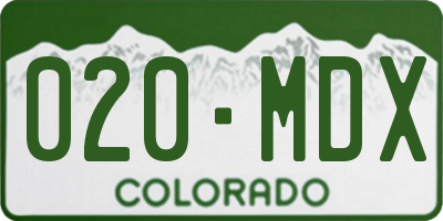 CO license plate 020MDX