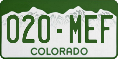 CO license plate 020MEF