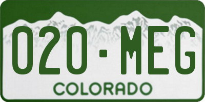 CO license plate 020MEG