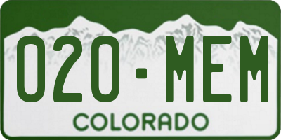 CO license plate 020MEM