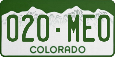 CO license plate 020MEO